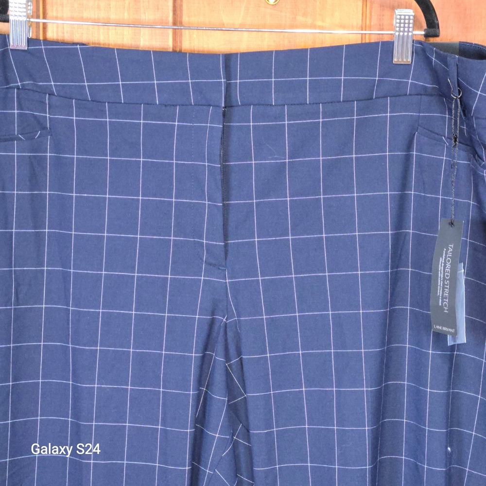 Lane Bryant The‎ Sophie Pants Navy White Grid Straight Fit Plus Size 28S